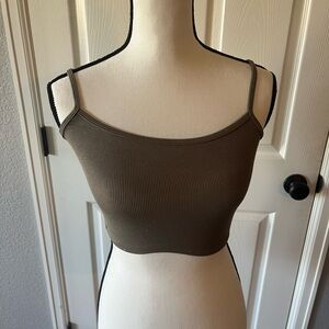 SHEIN Brown Sleeveless Fitted Crop Camisole